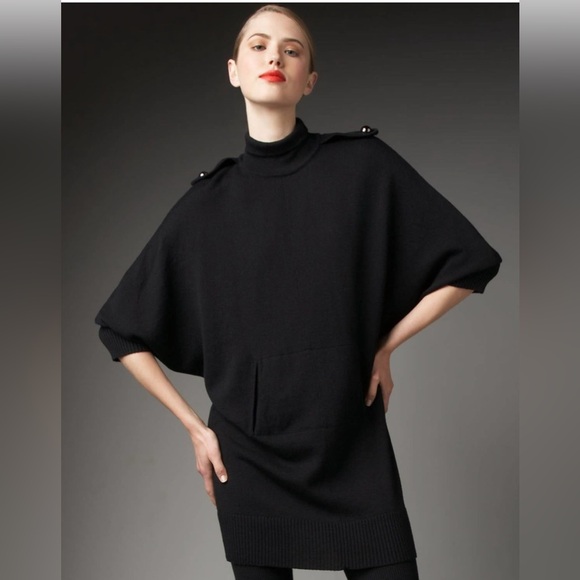 Tory Burch Black Turtle Neck Sweater Dress with Dolman Sleeves - Picture 1 of 15